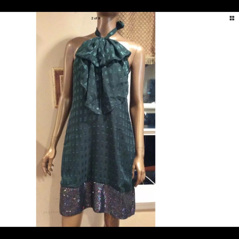 NWT freelance green bow halter dress size large